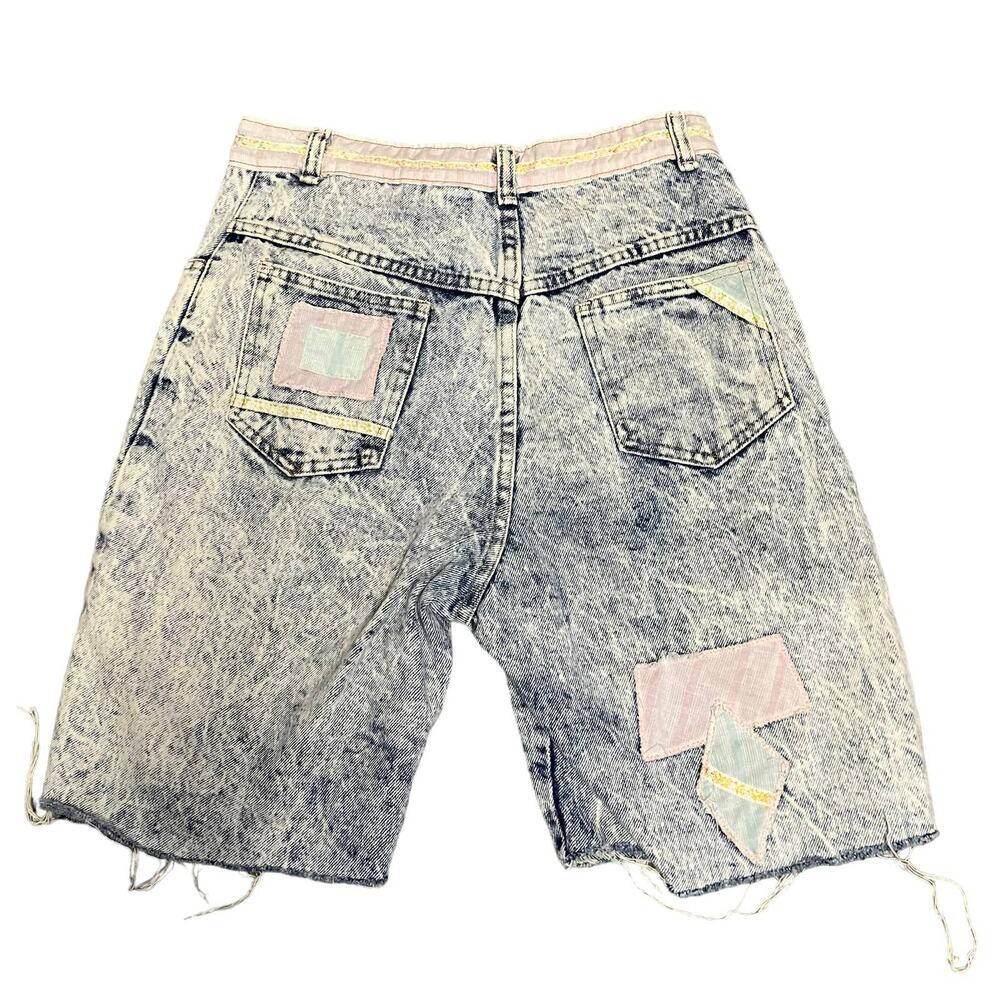Vintage Bonjour High Waisted Patchwork Denim Shorts Size 10 - Picture 4 of 8